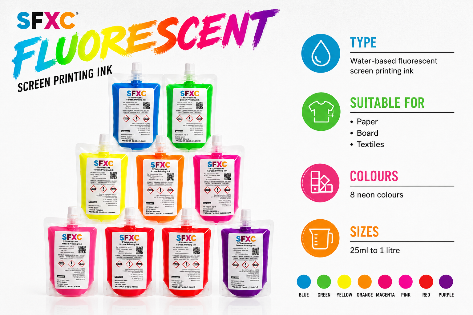 SFXC Fluorescent Screen Ink Neon Fluorescent Screen Printing Ink