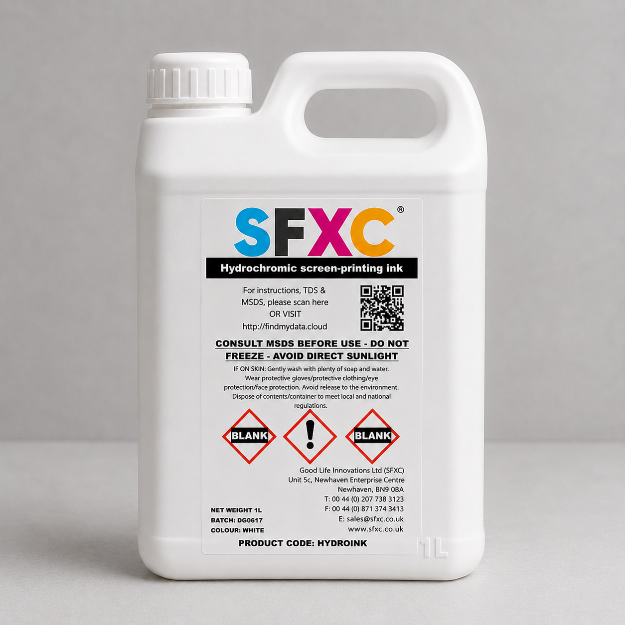 SFXC Hydrochromic Ink 1 litre Hydrochromic Reversible Wet and Reveal Screen Printing Ink for Paper and Board