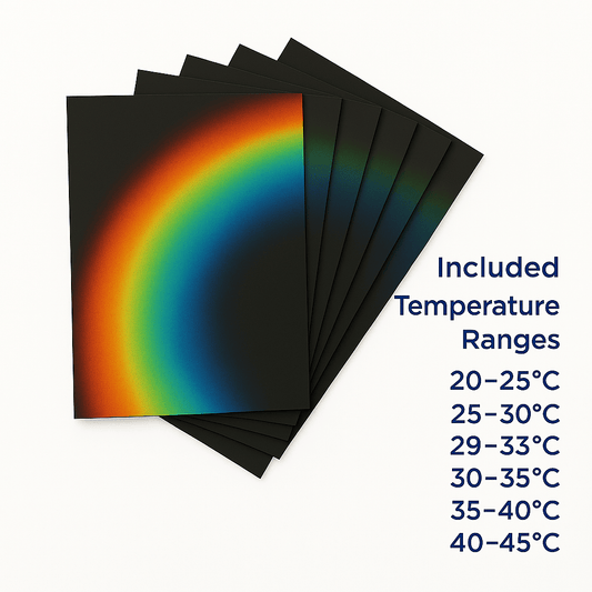 SFXC Liquid Crystal Sheets SFXC Liquid Crystal Sheet R&D Evaluation Pack – 7 Calibrated Temperature Ranges