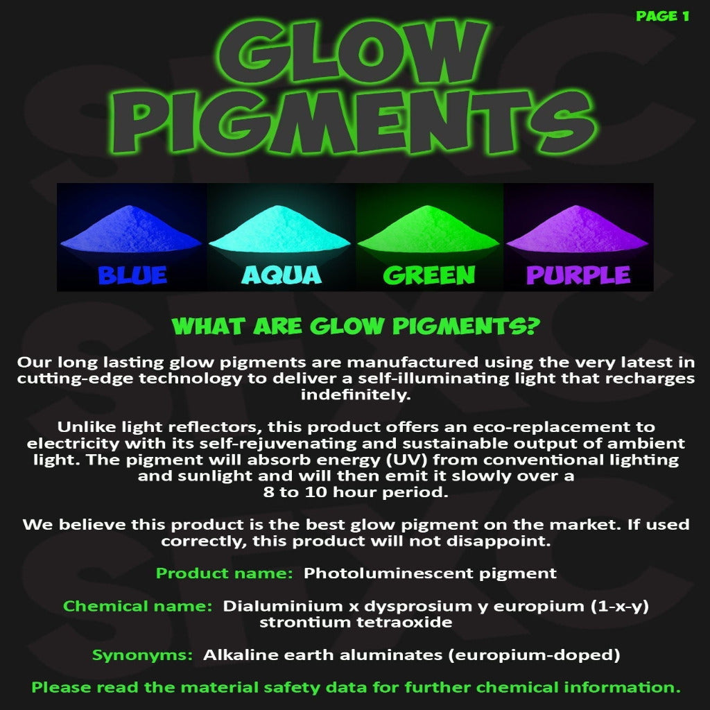 SFXC Glow-in-the-dark pigments Green Glow in the Dark Powder - for solvent based mediums